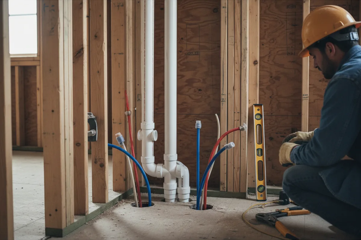 Drain and supply rough-in during Leak Detection in Newcastle